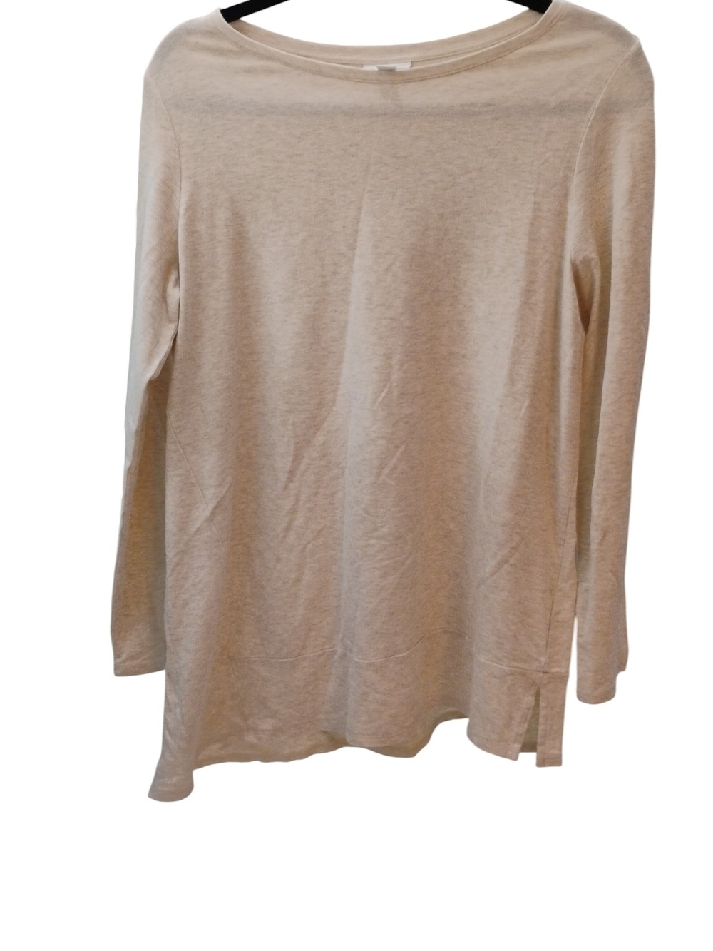 Pure Jill Women’s Long Sleeve Boatneck Top - Wheat Asymmetrical Hem SZ M
